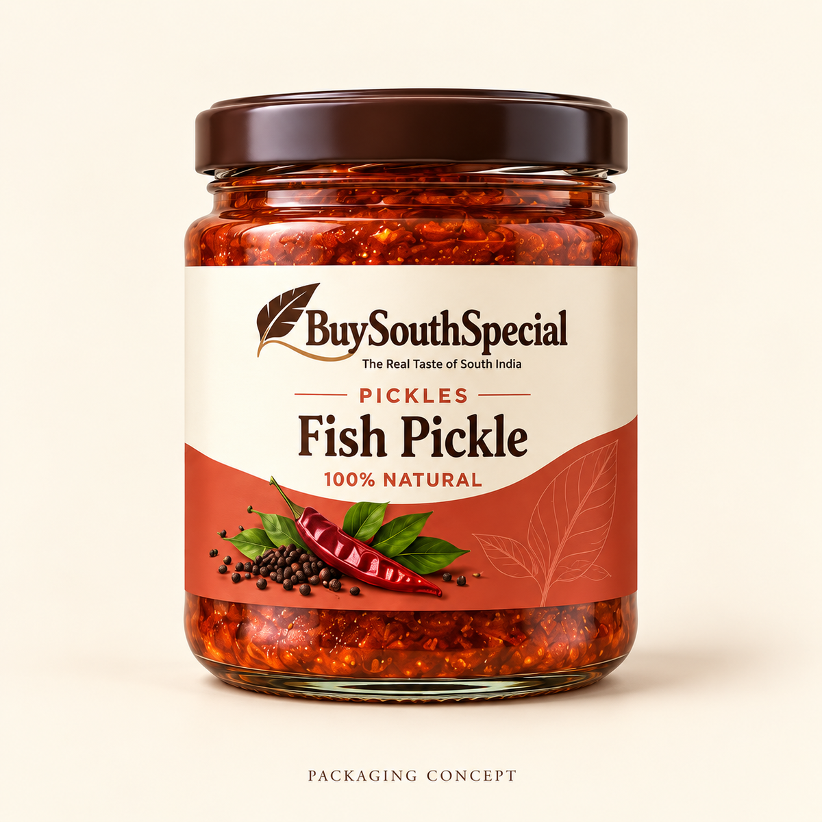 BuySouthSpecial Fish Pickle packaging concept; final product details pending